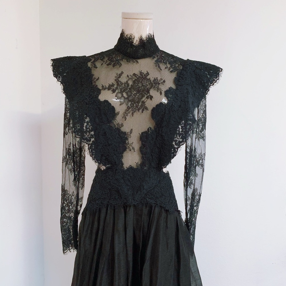 NWOT Authentic ZIMMERMANN Sensory lace linen and silk midi dress Size 1 Black - Picture 10 of 16